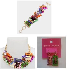 BETSEY JOHNSON SET Halloween Candy-Themed Necklace Bracelet & Earrings NEW NWT